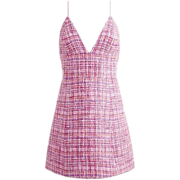 Alice + Olivia NEW Women's Carli Tweed Minidress Size 14 In Pink Designer - Picture 14 of 14